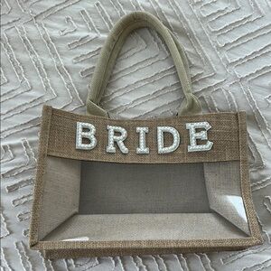 Bride Jute and Mesh Tote Bag - Tan
